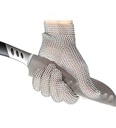 GOL-SIV Chain Mail Gloves For Cutting Food Grade,A9 Cut Proof Metal Glove 5 Finger,Oyster Shuckin...