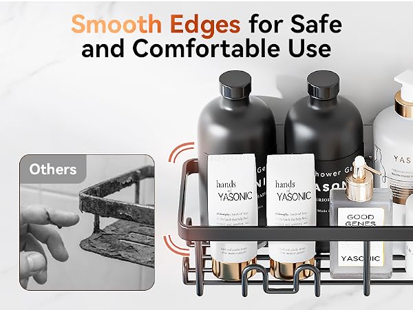 black shower shelves