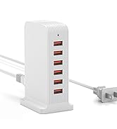 VPSUN 50W USB Charging Station for Multiple Devices,6 Port USB Tower Charger Block for Smartphone...