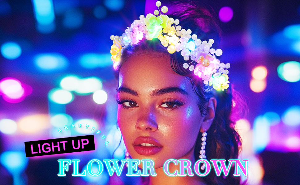 Light Up Flower Crown with Comb