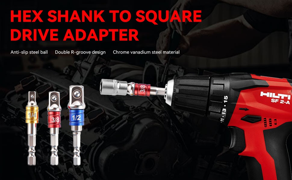 HEX SHANK TO SOUAREDRIVE ADAPTER