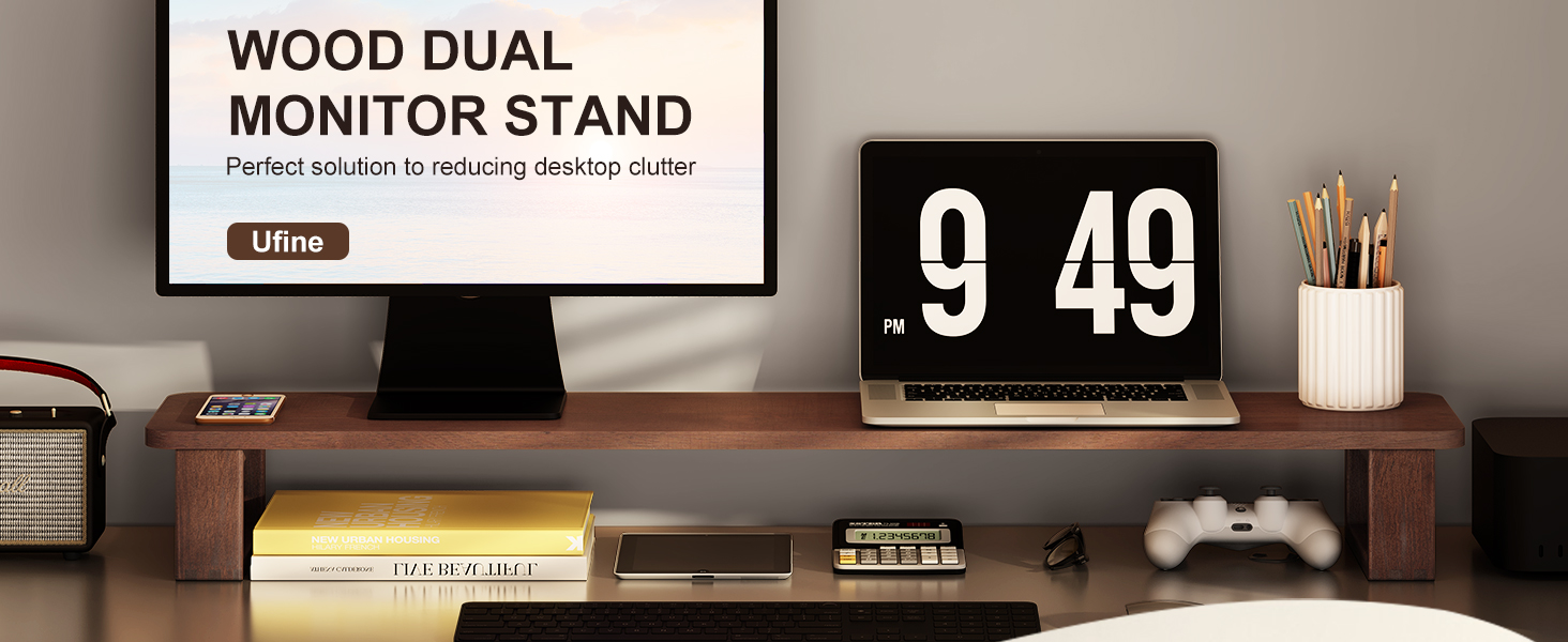 dual montior stand for computer laptop tv desk organizer