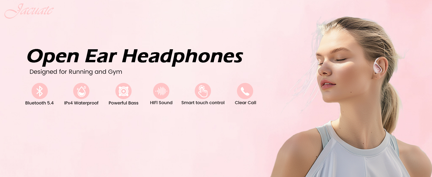 Open Ear Earbuds wireless bluetooth Headphones 5.4 Sports with Smart Digital Display