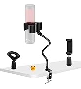 Microphone Stand 13" Flexible Gooseneck Desktop Mic Stand Multi-Function Mic Stand Phone Holder w...