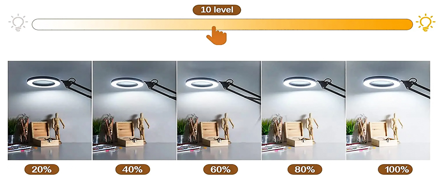 Magnifying Glass with Light,Magnifier with Stand Clamp,LED Desk Lamp
