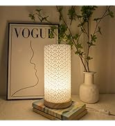 DKCONONY 3D Printed Mini Lamp, Small Bedside Lamp with 3-Color Dimmable LED, Small Nightstand Lam...