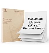 Rongta Thermal Printer Paper 8.5''x11'' US Letter Size, Thermal Paper Roll and Single Sheet, Adva...
