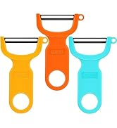 Original Vegetable Peeler, Potato Peelers for kitchen Carbon Steel Blade 3-Pack Orange/Blue/Yellow