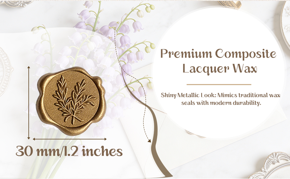 Wax Seal Stickers boast a lustrous vintage bronze finish with an exquisite rosemary pattern.