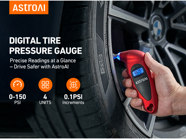 digital tire pressure gauge red