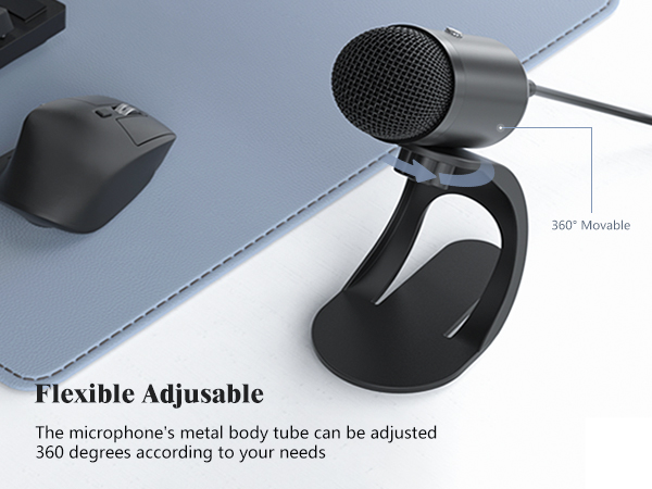 The microphone's metal body tube can be adjusted 360 degrees according to your needs