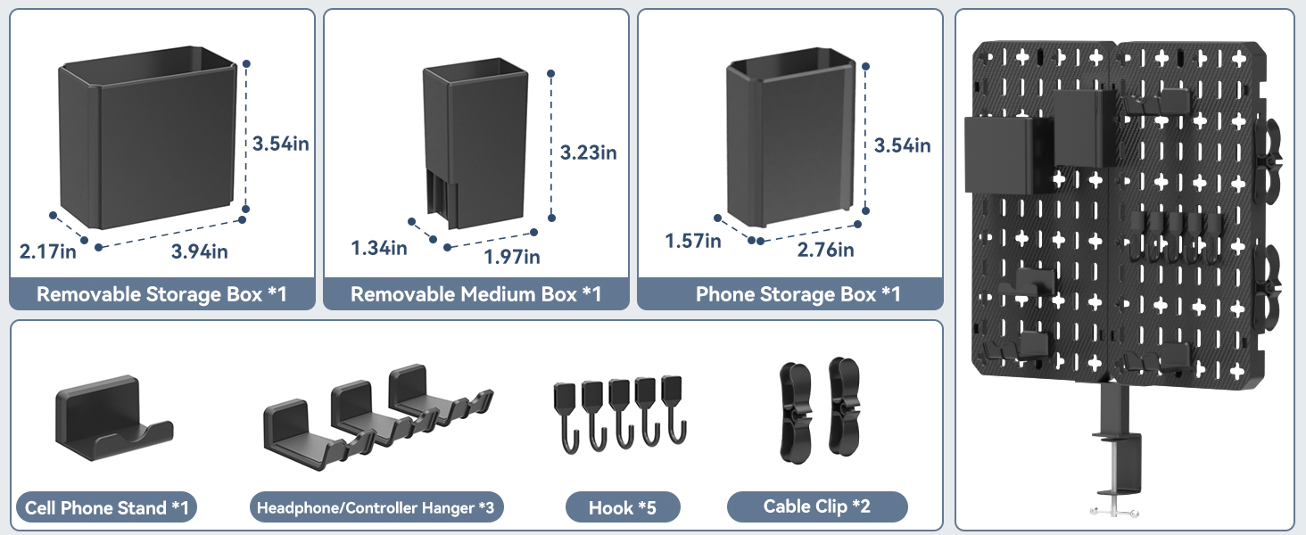 Clamp-on Desk Pegboard