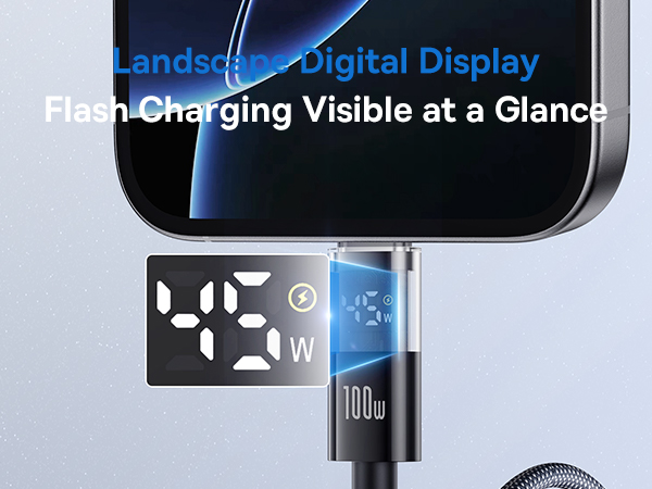 100W usb c cable with led display