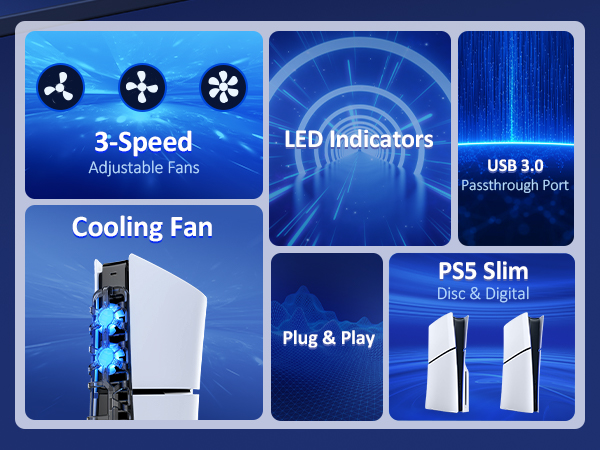 Hot air is emitted from the PS5 Slim console equipped with a horizontal stand.