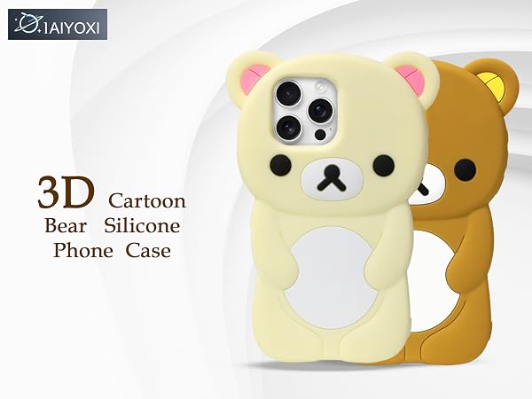3D Cartoon Bear Silicone Phone Case 