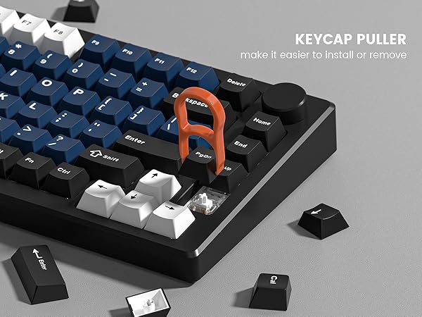 Double Shot PBT keycaps, Cherry Profile Keyboard Key cap, black blue white Custom keycaps 75 Percent