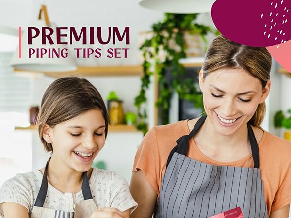 piping tips and bags set pastry bag baking decorating woman mother daughter kitchen