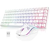 RedThunder K84 Wireless Keyboard and Mouse Combo, Rainbow Backlit Rechargeable Battery, 75% Layou...