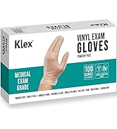Klex Disposable Vinyl Gloves Medical Exam Grade, Latex &amp; Powder Free, BPA Free, 100, 1000, S, M, ...