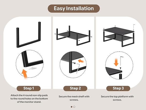 Ekisemio 2-Tier Computer Monitor Stand Riser, Desk Organizer for Monitor, Black