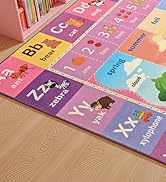 Macgace ABC Kids Rug for Playroom, 3x5 Pink Purple Washable Classroom Area Rugs, Toddler Educatio...