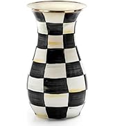 MACKENZIE-CHILDS Tall Enamel Vase, Unique Flower Vase, Decorative Table Decor for Living Room, Bl...