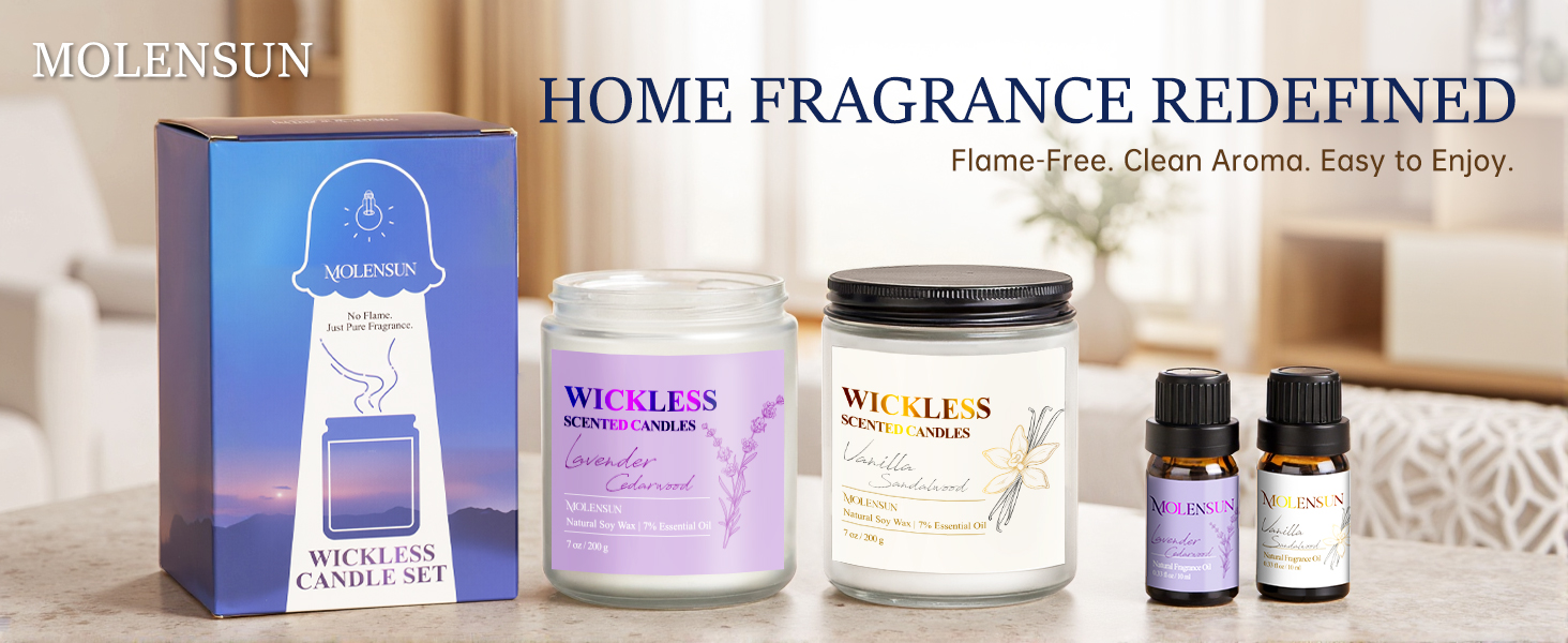 wickless candle warmer lamp soy wax scented non toxic vanilla sandalwood lavender cedarwood