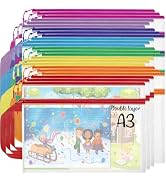 YOPCDJ Double Layers Mesh Zipper Pouch Bags A3 (17x12 in, 24 Pcs) 8 Colors Extra Large Zipper Bag...