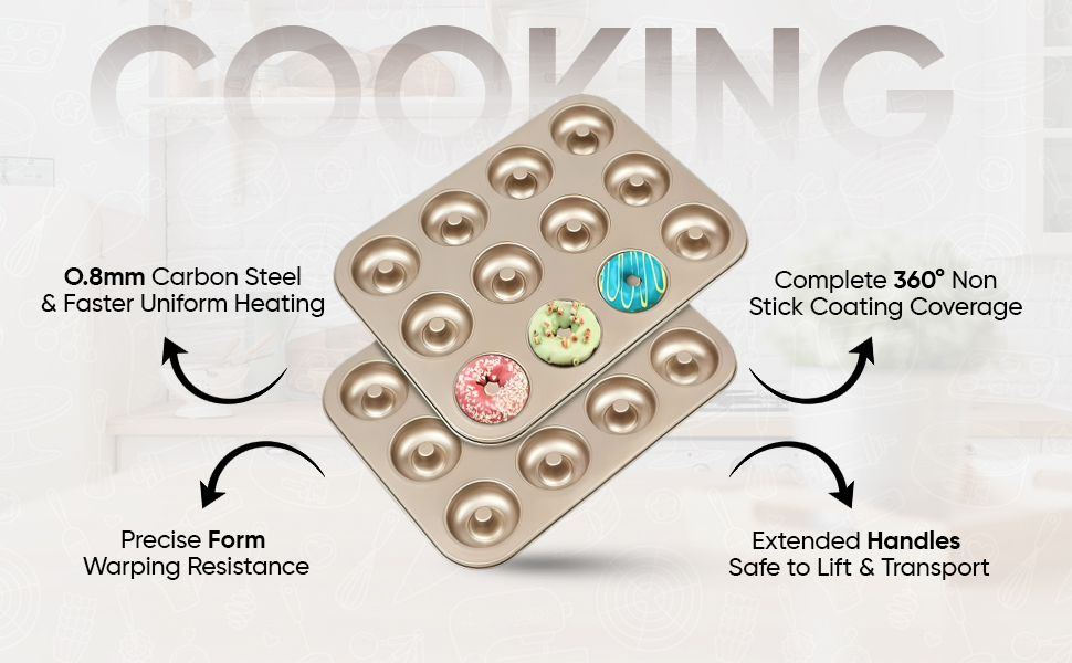 Bake cake in round pan for a delightful treat Non-stick bakeware sets ease the donut-making process