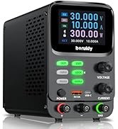 boruidy DC Power Supply Variable 30V 10A,5 Digit TFT Display Milliamp Current Display Double Curv...