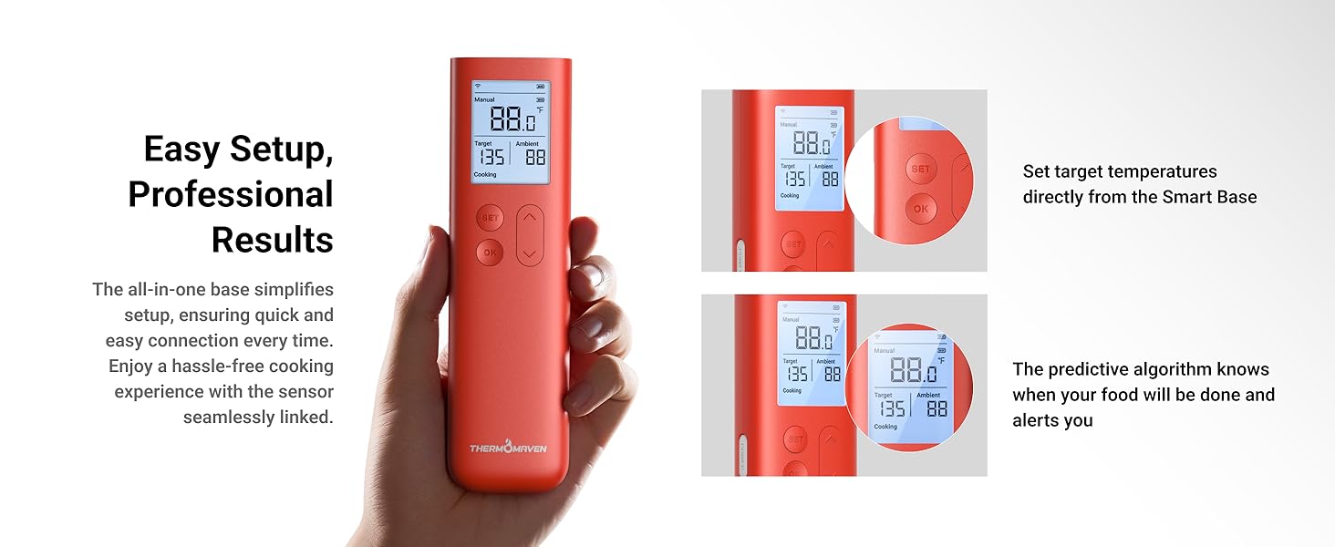 Wireless MeatThermometer with Standalone Base
