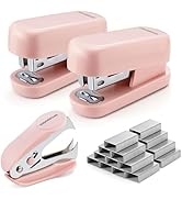 WORKPRO Mini Stapler with Staples, Pink Stapler Set Includes Two Small Staplers, One Staple Remov...