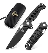 AUBEY Folding Pocket Knife, 3.54" 14C28N Steel Blade Knife with Button Lock and Clip, Sharp EDC K...