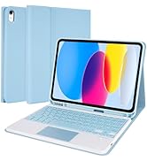 LAMA Touchpad iPad 10th Generation Case with Keyboard, Smart Detachable Keyboard Folio Cover for ...
