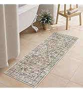 Uphome Bathroom Rugs Runner, Distressed Farmhouse Boho Khaki Bath Mat, Non Slip Washable Long Bat...