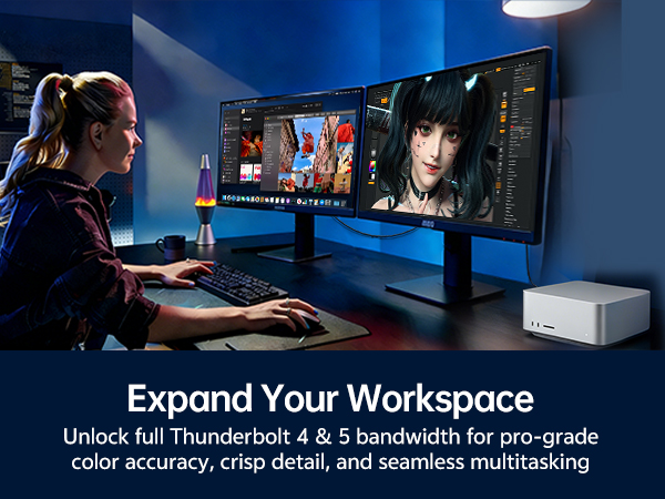 expand your workspace, compatible with macbook, mac mini, thunderbolt 5 &amp; 4
