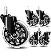 TESUMI Office Chair Wheels 3 Inch Roller Blade Rubber Wheels Caster Replacement, Universal Fit St...