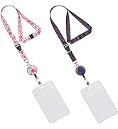 YOUOWO 2 Pack Lanyard with id Holders lanyards with Retractable Badge Reel ID Holder Vertical Cru...