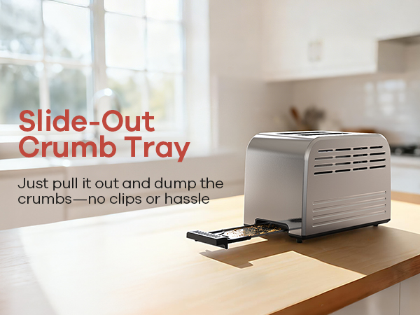 toaster easy clean removable crumb tray