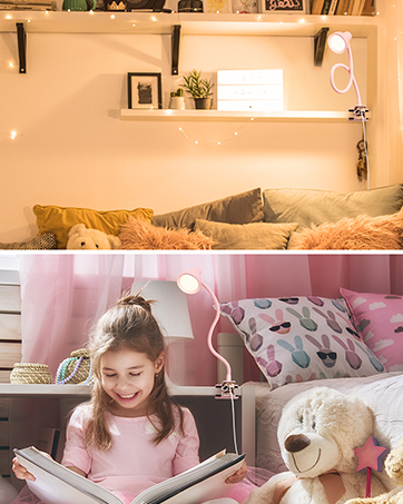 Clip on Lamp for Bed Headboard Desk Bedside Dorm
