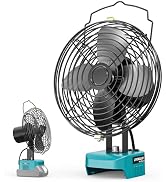 LIVOWALNY 7 Inch Battery Fan Compatible with Ma-kita 18V Battery (Tool Only) Cordless Works Batte...