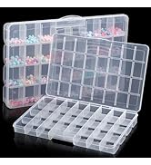 Udefineit 2 Pack 32 Grids Large Plastic Organizer Boxes with Dividers, Transparent Craft Storage ...
