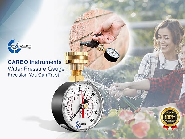 2.5" pressure gauge clear in low light clear in rain, 0-200 PSI, red max pointer, rust-free outdoor