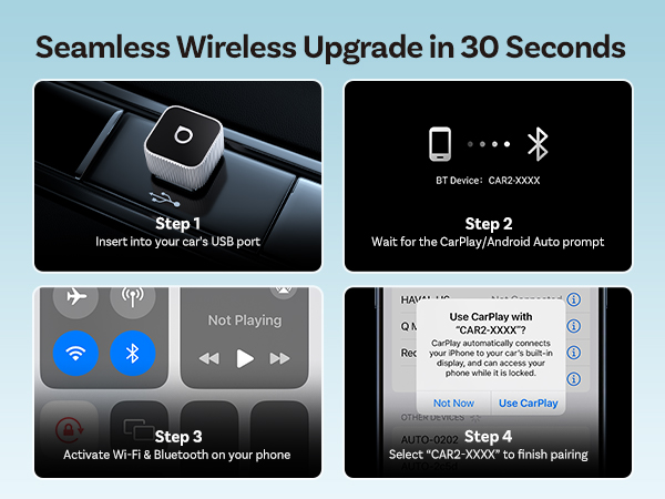 2026 Upgrade Ottocast Mini Cube, 2-in-1 Wireless CarPlay &amp; Android Auto Adapter