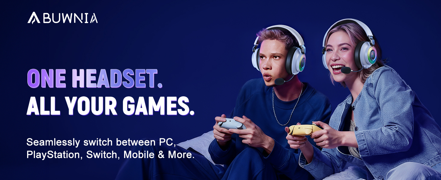 gaming headsets wireless,headset with microphone for pc ps5, 7.1 surround sound,bluetooth,2.4ghz