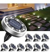 btfarm 10 Pack Solar Ground Lights Outdoor, 8 LED Disc Lights IP65 Waterproof Flat Light, Pathway...