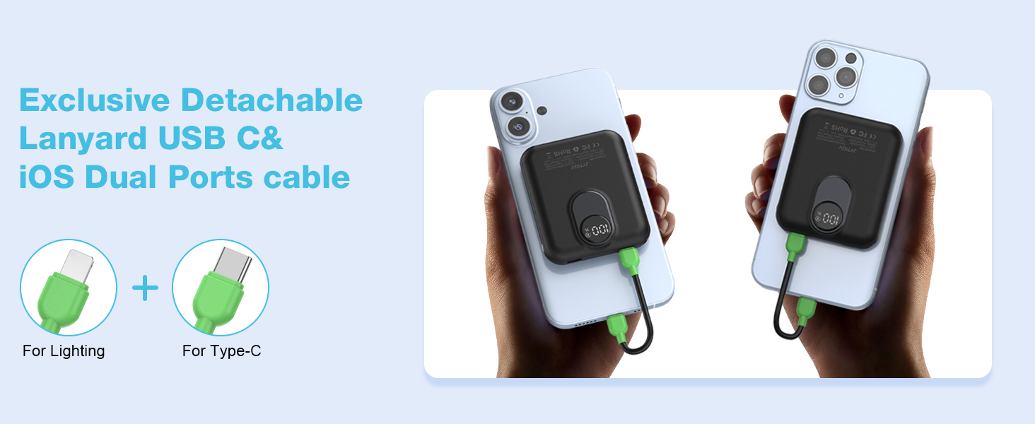 Exclusive Detachable Lanyard USB C&amp; iOS Dual Ports cable