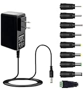 UL-Listed 12V 2A AC/DC Power Adapter, 24W 2000mAh Transformer with 9 Tips &amp; 4ft Cord, for LED Str...