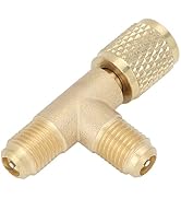 SALALIS 1/4in Valve Quick Coupler Tee Adapter, Quick Coupler Access Tee HAVC Vacuum Tee Adapter R...