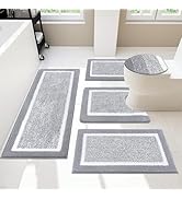 Pauwer Bathroom Rugs Sets 5 Piece with Lid Cover Bathroom Shower Rugs with U-Shaped Contour Toile...